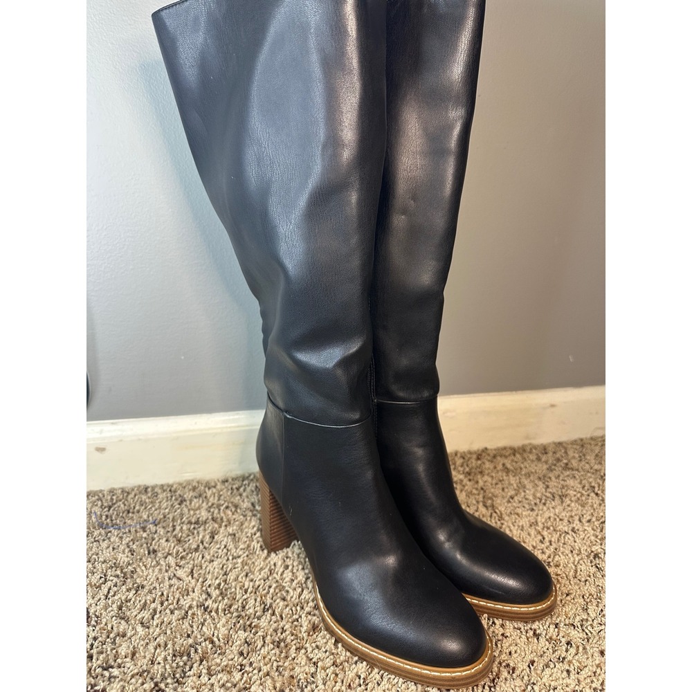 Marc Fisher GABEY Round Toe Block Heel Dress Boots, Black - US 7.5